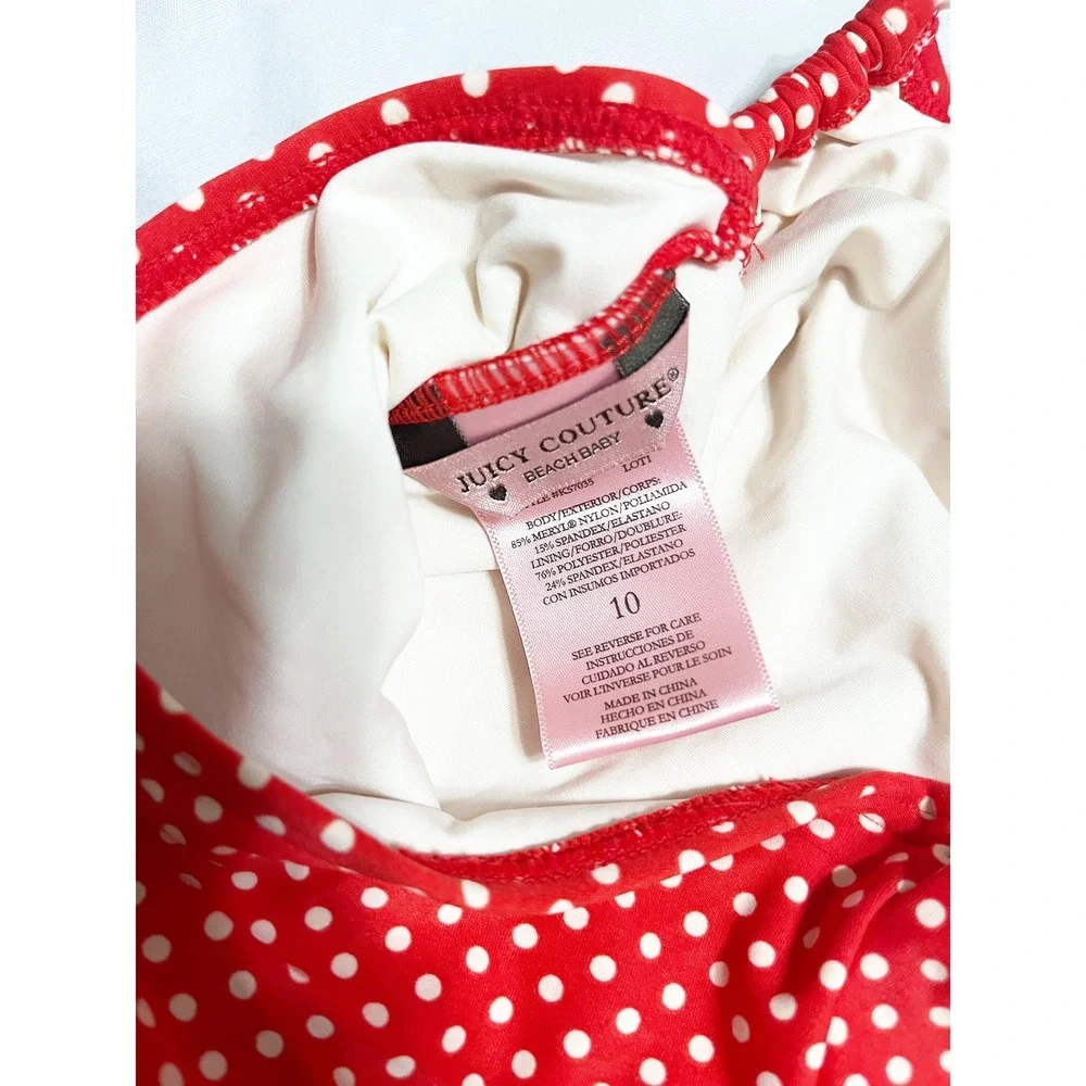 Juicy Couture Beach‎ Baby Girls Red Polka Dot Halter One Piece Swimsuit Size 10